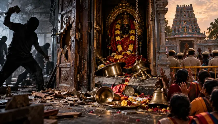 Kattam Maisamma Temple vandalised, premises ransacked, sacred worship items and bells thrown beneath the deity’s idol in Telangana
