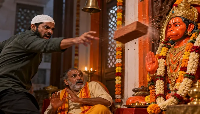 Hindu temple targeted; Muslim man throws brick at idol of Lord Hanuman and hurls abuses against Hinduism