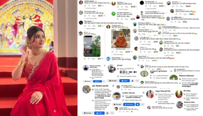 Hindu actress faces obscene sexual abuse from Bangladeshi Muslim users for sharing photo before Maa Durga’s idol